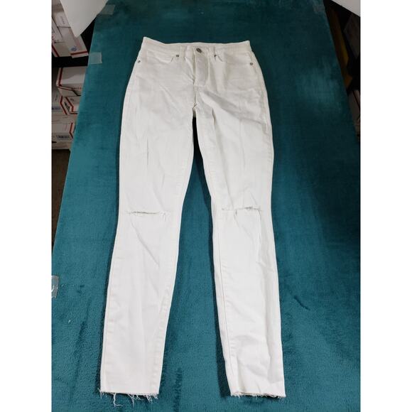 Lucky Brand Jeans Size 2 Women White Stretch Fray Hem High Rise Skinny Bridgette - Picture 2 of 15